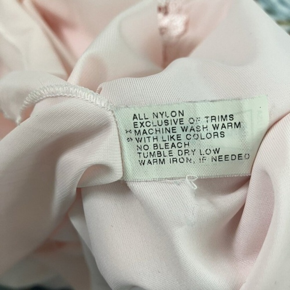 Vintage Shadowline Nightgown Pink Lace Trim 80s Nylon Sleepwear Womens Small USA - Picture 9 of 9